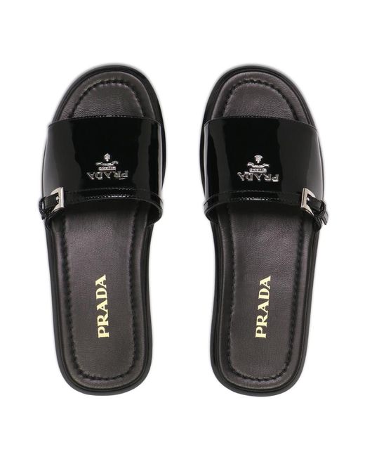 Prada Black Logo Sandals