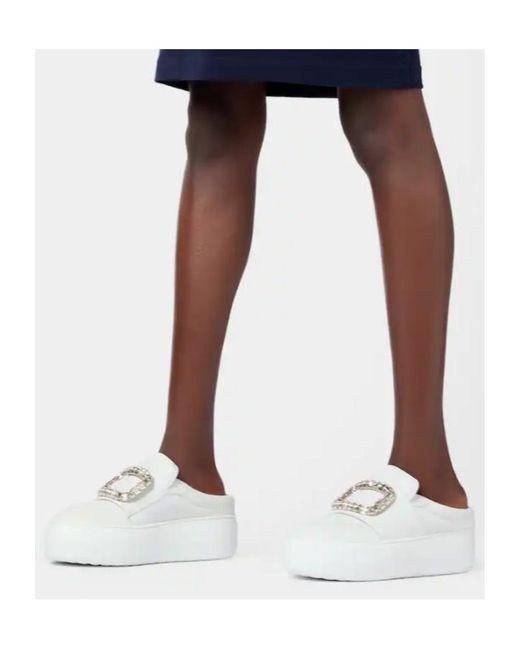 Roger Vivier White Embellished Platform Sandals