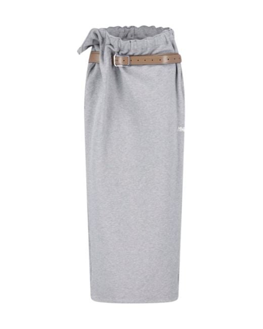 Magliano Gray Belted Midi Skirt
