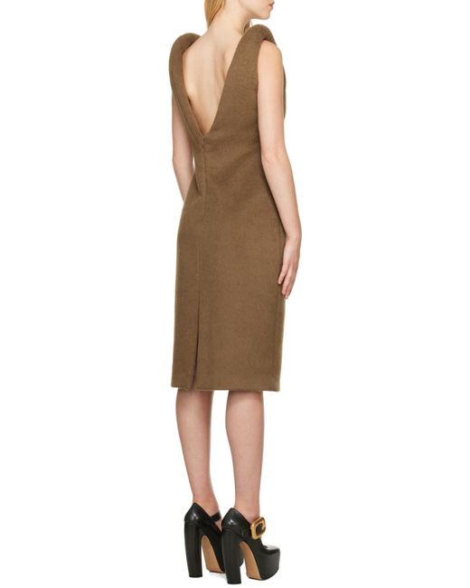 Bottega Veneta Brown Logo V-Neck Dress
