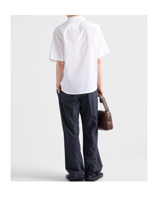 Prada White Short-Sleeved Button-Up Shirt for men