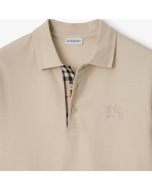Burberry Natural Embroidered Slim Fit Polo Shirts for men