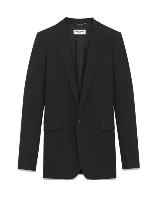 Saint Laurent Black Single-Breasted Long-Sleeved Blazer
