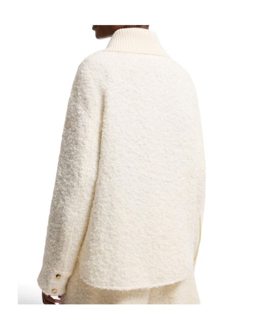 Moncler Natural Tweed Zip-Up Shirt Jacket