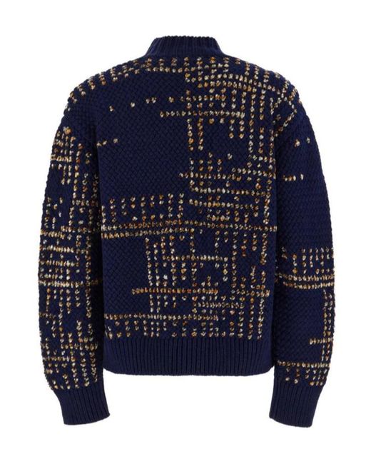 Dries Van Noten Blue Long-Sleeved Sweater for men