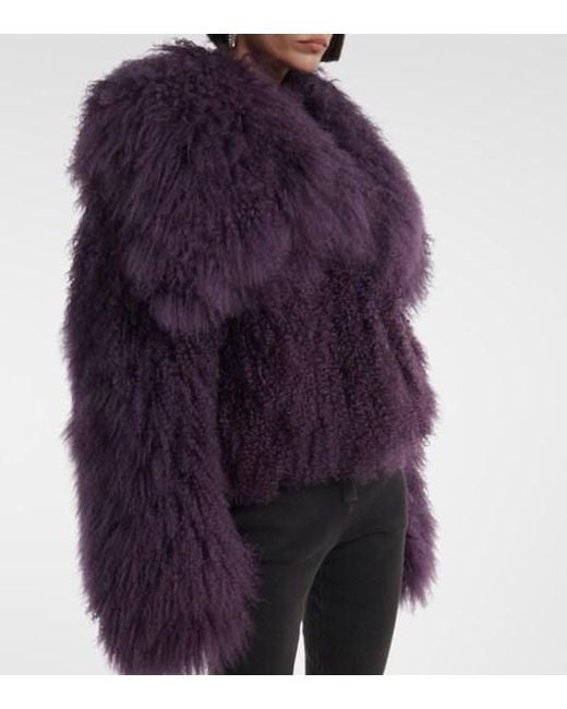 The Attico Purple Fluffy Fur Coat