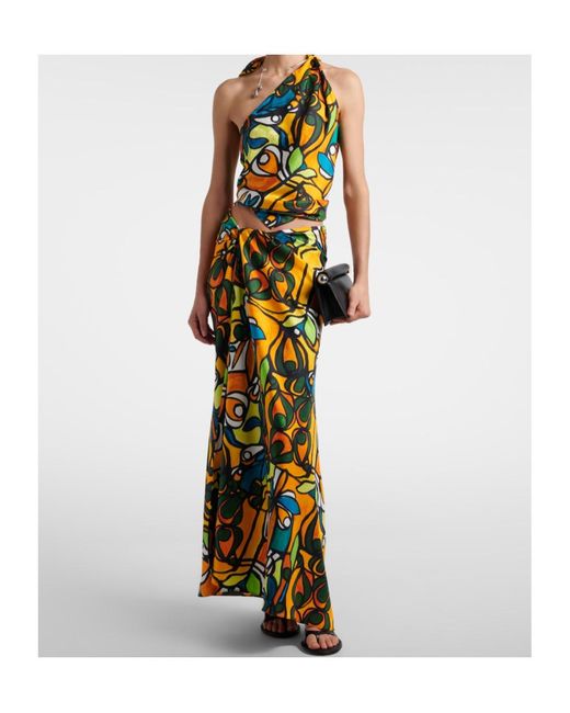 Christopher Esber Multicolor Printed Draped Silk Top