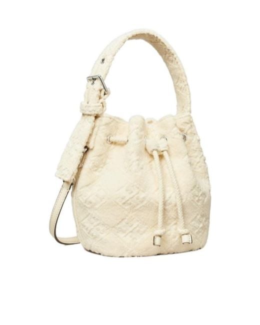 Tory Burch Natural T Monogram Terry Mini Bucket Bag