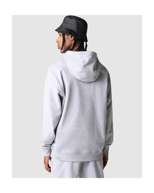 The North Face Gray Logo Embroidered Drawstring Hoodie for men