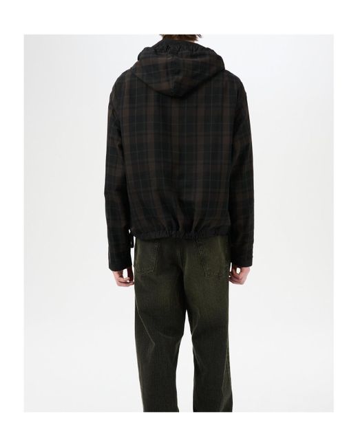 Our Legacy Black Check Hooded Jacket for men