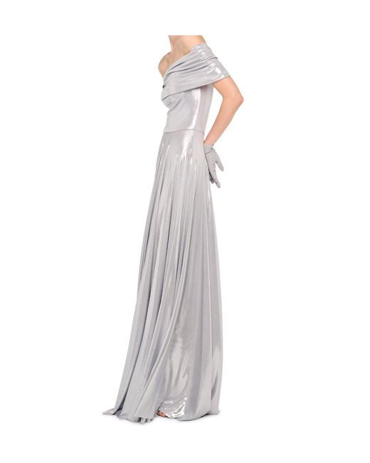 Norma Kamali White Off-Shoulder Pleated Dress
