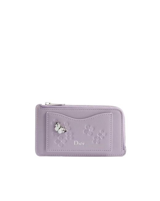 Dior Purple Jardin Cosmos Zipped Card Holder