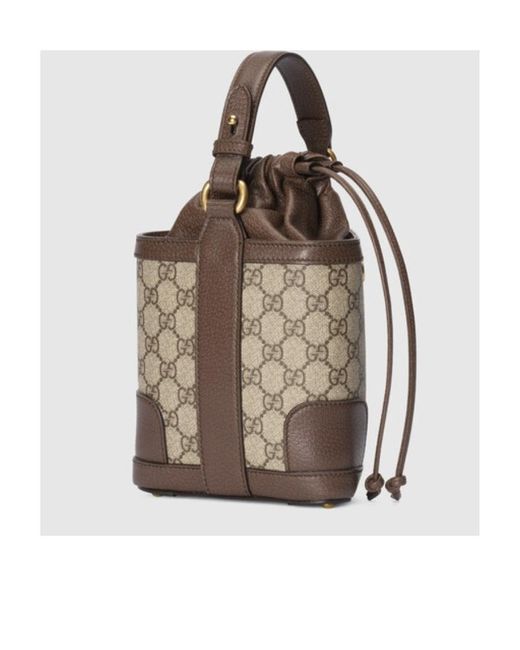 Gucci Brown Ophidia Gg-Canvas Bucket Bag