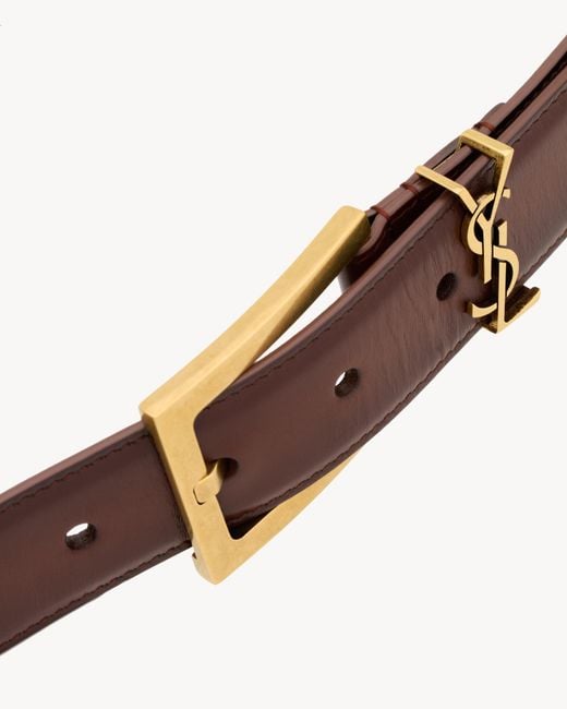 Saint Laurent White Cassandre Logo Plaque Belt