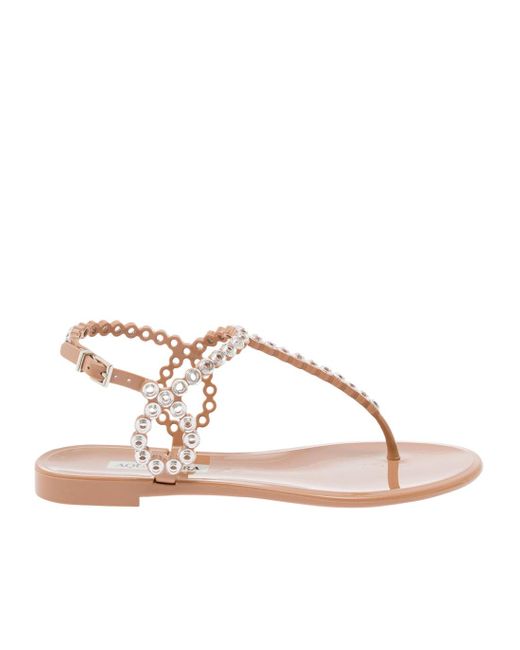 Aquazzura Multicolor Almost Bare Crystal-Embellished Sandals
