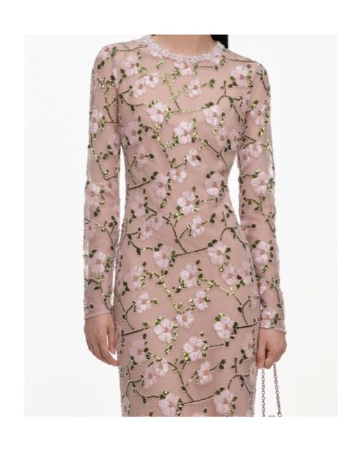 Self-Portrait Brown Floral Sequin Maxi Dress