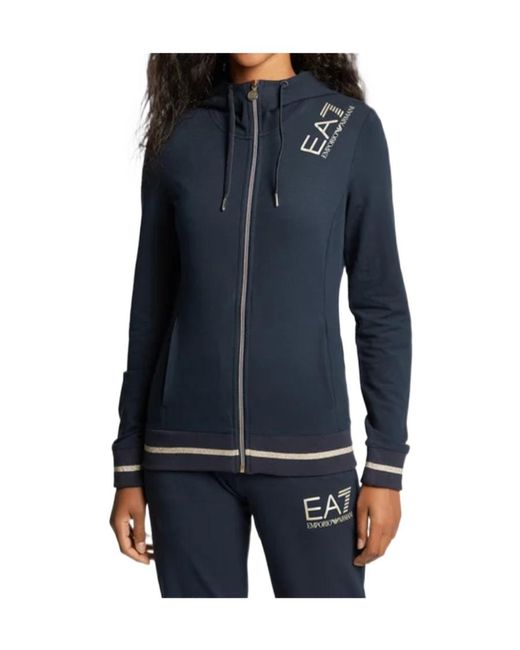EA7 Blue Logo Hooded Casual Coat