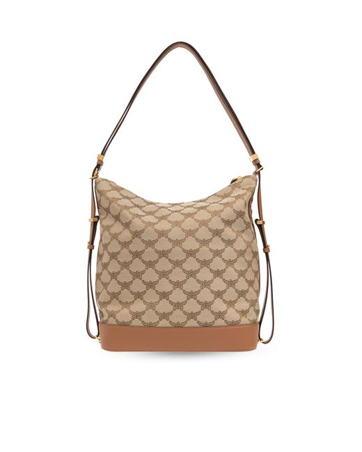 MCM White Himmel Monogram Jacquard Hobo Bag