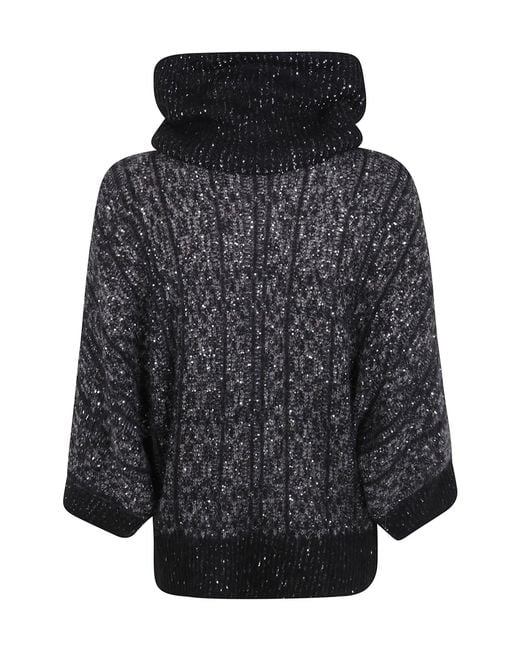 D.exterior Black High-Neck Knit Sweater