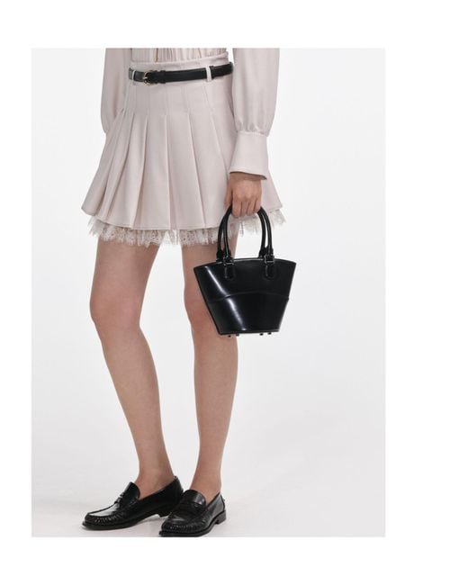 Self-Portrait White Pleated Mini Skirt