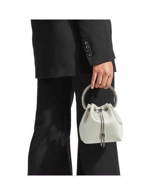 Jimmy Choo White Bon Bon Bucket Bag