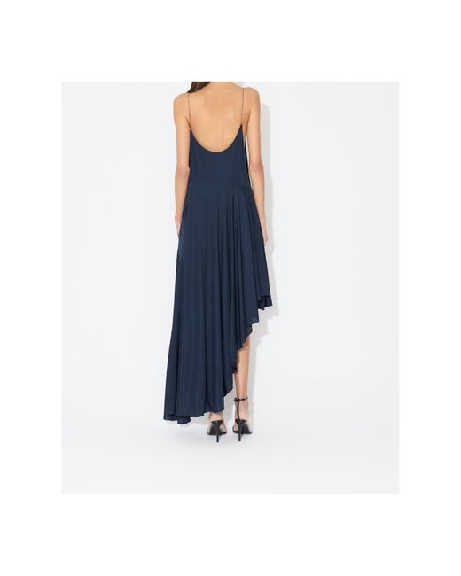 Alaïa Blue Matte Jersey Asymmetrical Slip Dress
