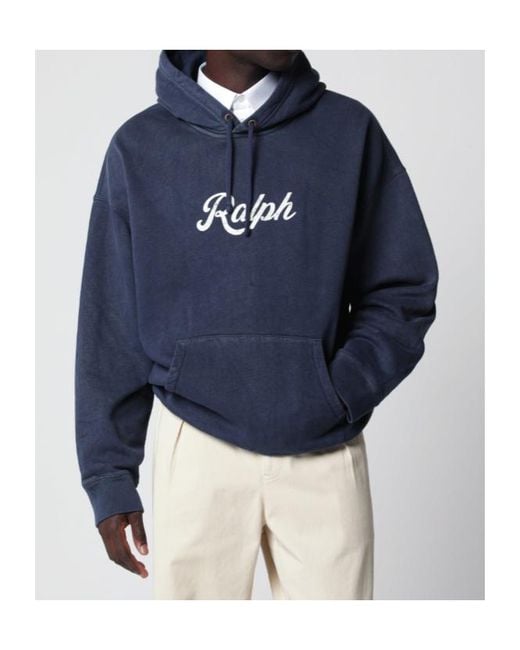 Polo Ralph Lauren Blue Logo-Print Drawstring Hoodie for men