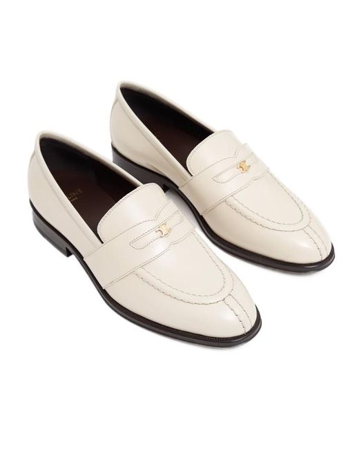 Céline White Malaquais Triomphe Loafer