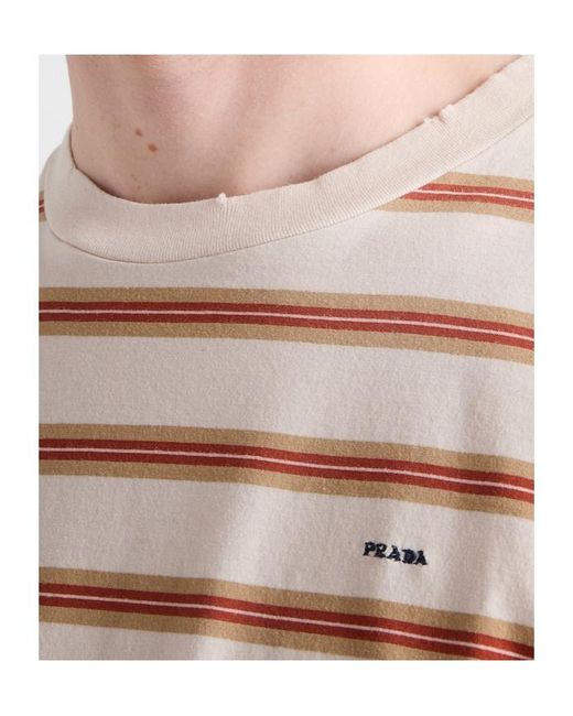Prada Pink Cotton T-Shirt for men