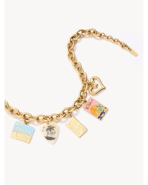 Chloé Metallic Postcards Charm-Embellished Necklace