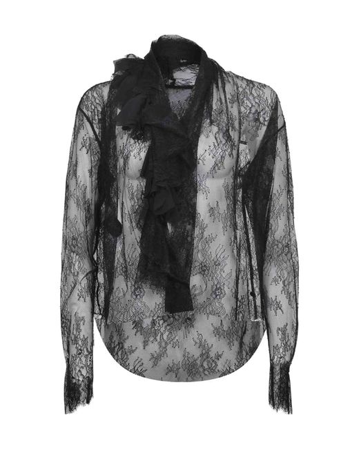 Alberta Ferretti Black Ruffled Laced Shirt