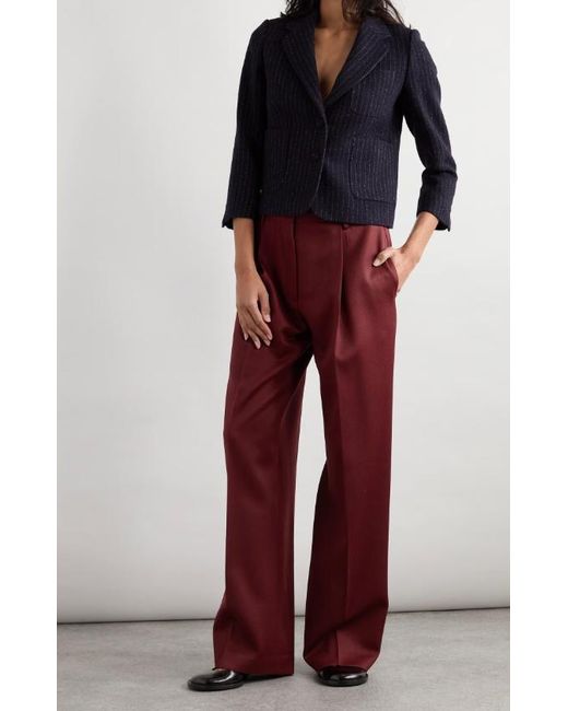 Dries Van Noten Red Straight-Leg Pleated Trousers