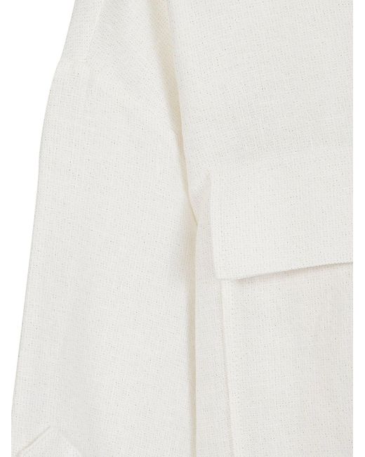 Eleventy White Boxy Pocket Jackets