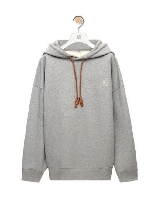 Loewe Gray Long-Sleeved Hooded Sweatshirt for men