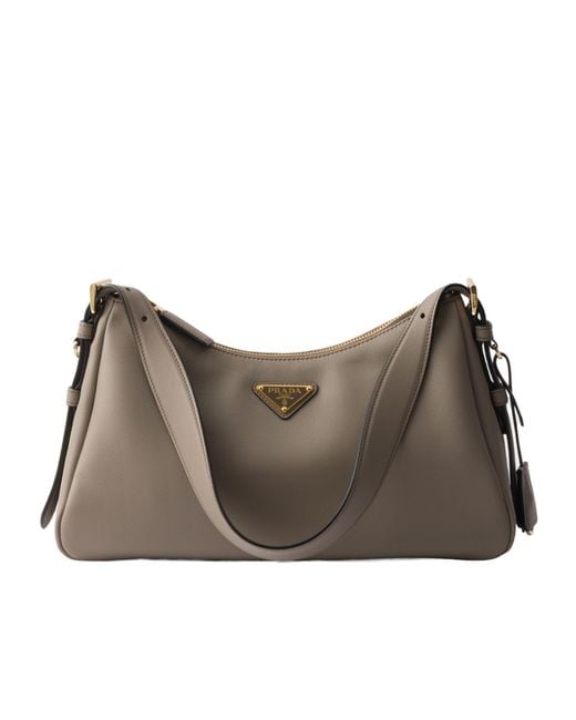 Prada Gray Aimée Zipped Medium Shoulder Bag