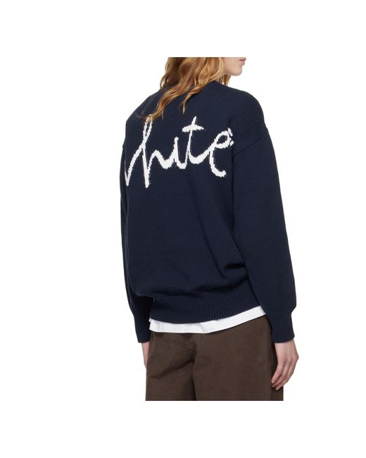 Off-White c/o Virgil Abloh Blue Intarsia Logo Knitted Sweater