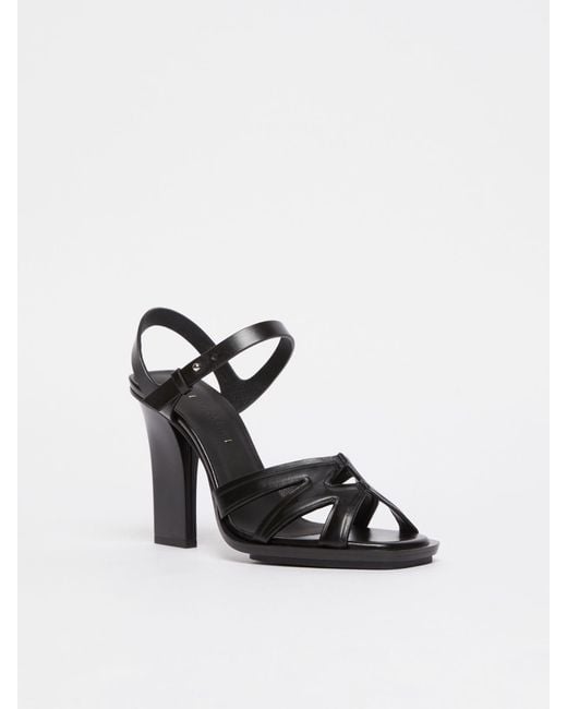 Max Mara Black Strap Detailed Heeled Sandals