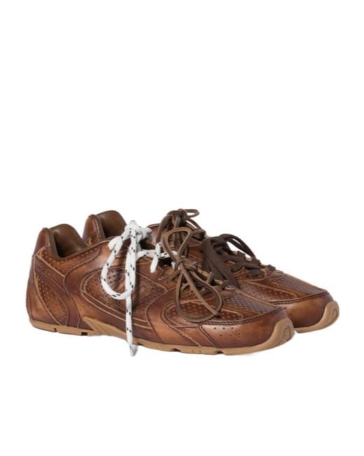 Miu Miu Brown New Balance X 530 Sl Deco' Leather Sneakers