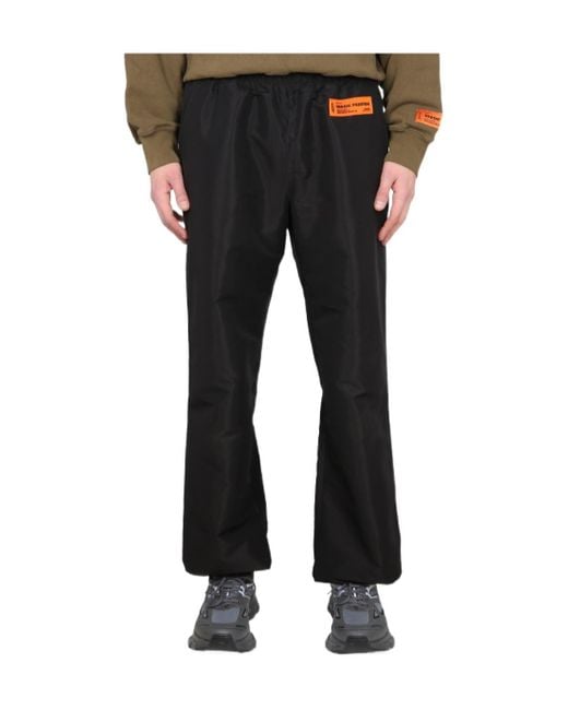 Heron Preston Black Logo Patch Wide Leg Pants for men