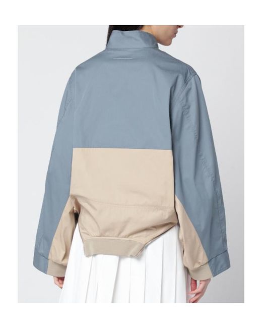 MM6 by Maison Margiela Blue Colourblock High Neck Jacket