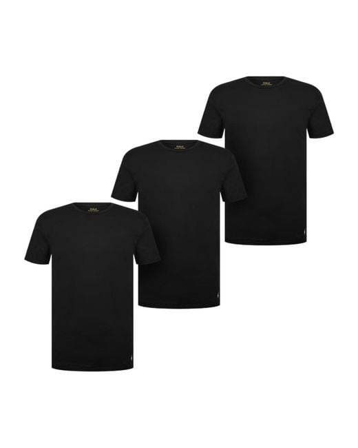 Polo Ralph Lauren Black Three-Pack Crew Neck T-Shirts for men