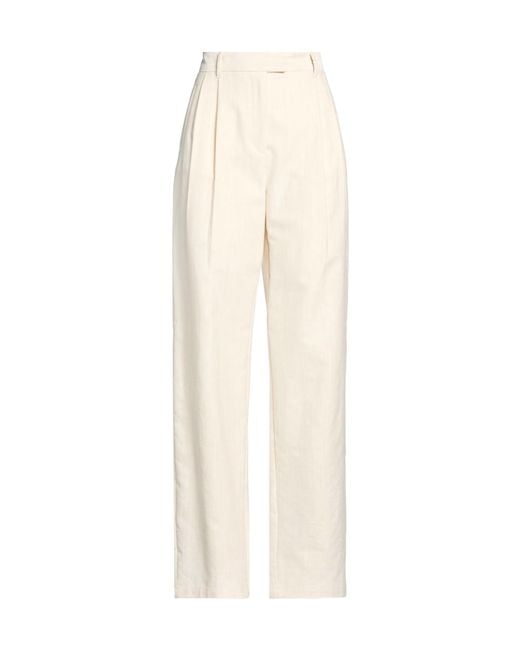 MAX&Co. White Casual Pants With Belt Loops