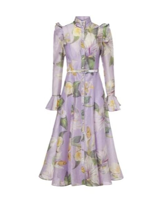 Leo Purple Katrina Linen-Blend Shirt Dress