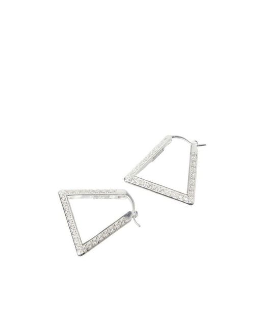 Bottega Veneta White Logo Engraved Triangle Earrings