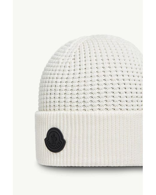 Moncler White Cotton Hat With Logo for men