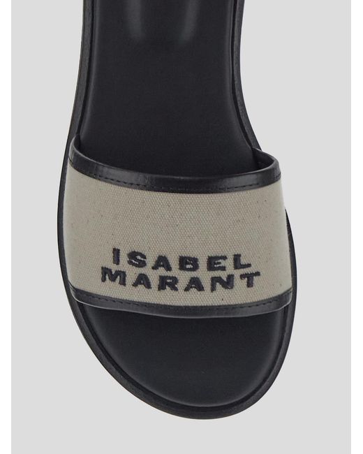 Isabel Marant White Logo-Embroidered Slip-On Sandals