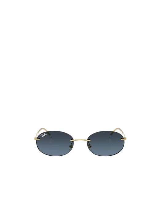 Ray-Ban Blue Oval-Frame Rimless Sunglasses for men