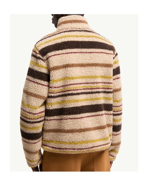 Moncler Natural Striped Teddy Zip-Up Cardigan for men