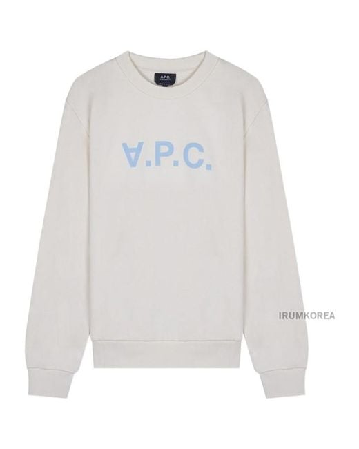 A.P.C. White Logo-Print Crew-Neck Sweater for men