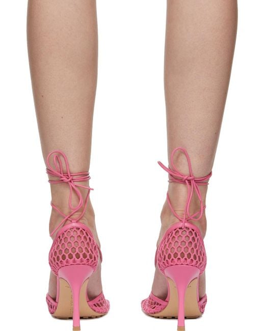 Bottega Veneta Pink Stretch Lace Sandals
